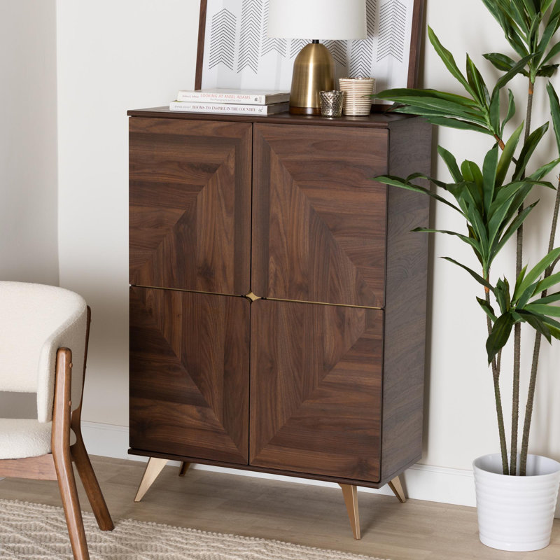 Loon Peak Graceland Mid Century Modern Transitional Wood 18 Pair Shoe Cabinet Reviews Wayfair